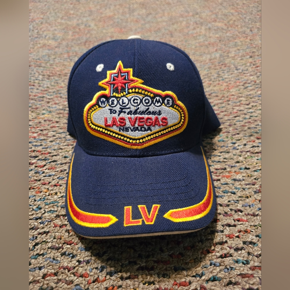 LV Las Vegas Truckers Baseball Cap Hat Billed Velcro Welcome Sign Emroidered NWT